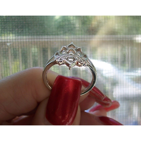 925 STERLING SILVER Lotus Flower Fashion Ring - Picture 9 of 16